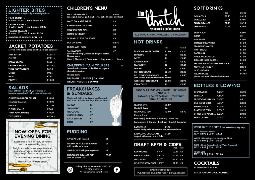 Thatch Menu front